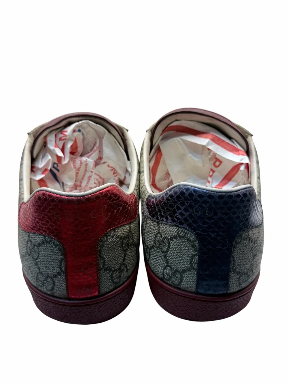 Gucci Ace GG Supreme Web Sneakers Men’s Size 11 Made in Italy Red Navy